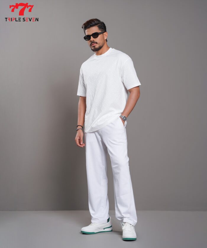 Triple Seven White Patterned Oversized T-Shirt